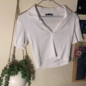 Small ZARA white collar crop top 🤍🤍